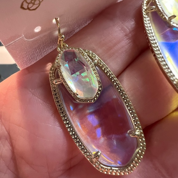 NWT Kendra Scott RARE Emmy Earrings Double Dichroic Yellow Gold GORGEOUS! - Picture 6 of 15